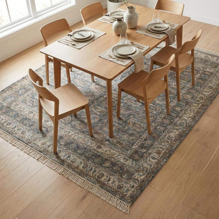 Translation missing: es.Hand Knotted Oushak Wool Area Rug, Blue Paisley Traditional Living Room Carpet