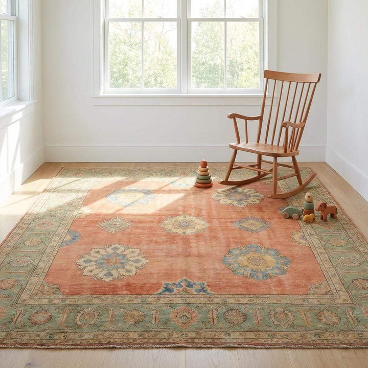 Translation missing: en.Hand Knotted Oushak Wool Rug Traditional Floral Area Rugs For living Room