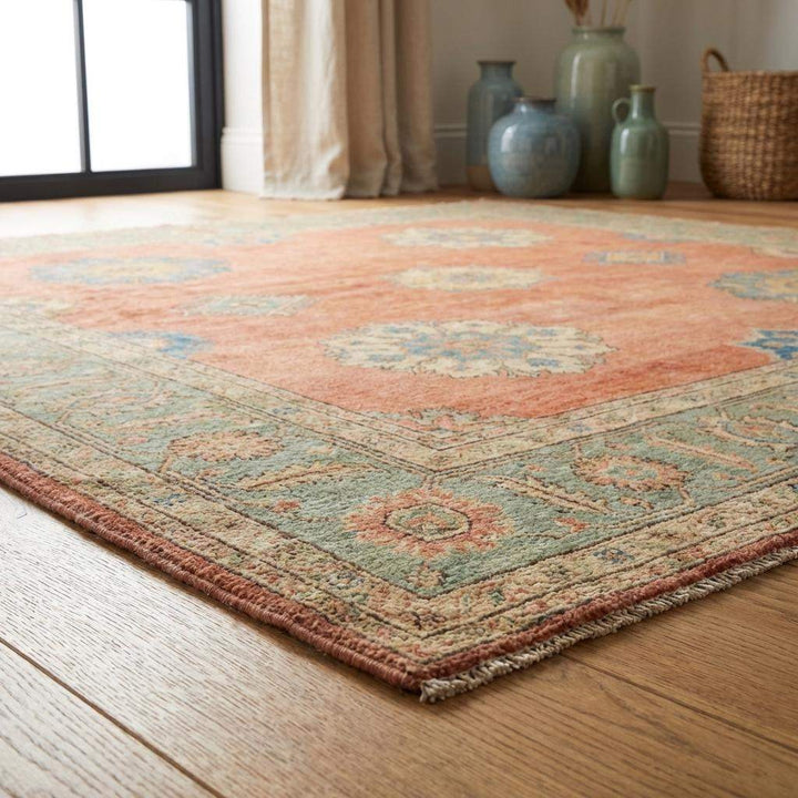 Translation missing: en.Hand Knotted Oushak Wool Rug Traditional Floral Area Rugs For living Room