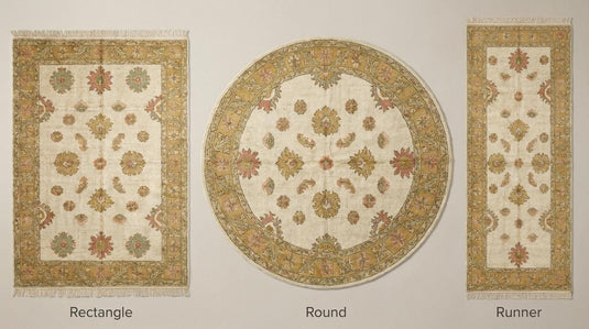 Translation missing: es.Hand Knotted Oushak Wool Rug, Vintage Style Floral Area Rug in Ivory Gold, Traditional Living Room Carpet