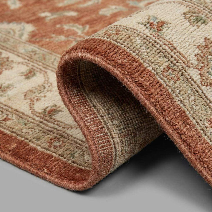 Translation missing: en.Hand Knotted Oushak Wool Rug with Floral Medallion for Living Room