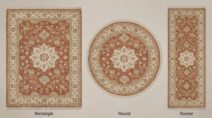 Translation missing: en.Hand Knotted Oushak Wool Rug with Floral Medallion for Living Room