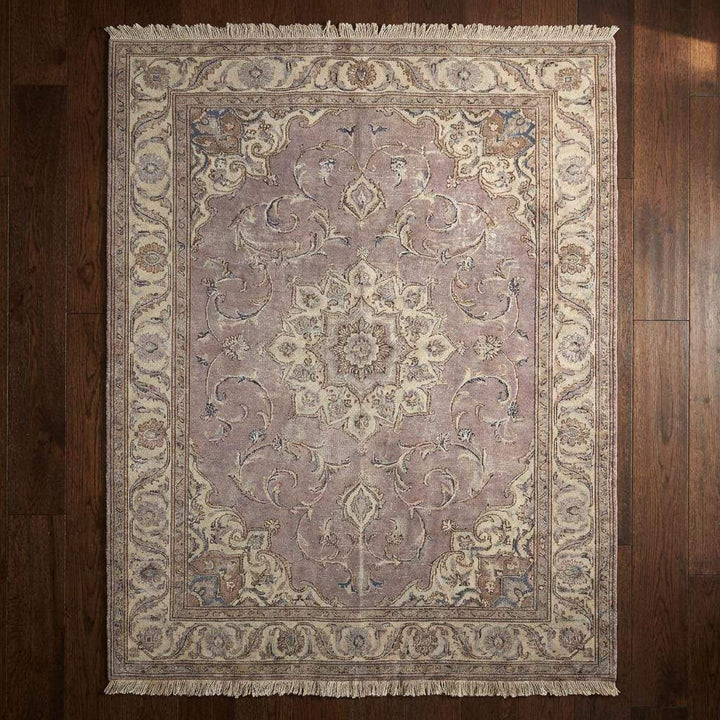 Translation missing: en.Hand Knotted Persian Medallion Wool Area Rug in Soft Lavender Tones