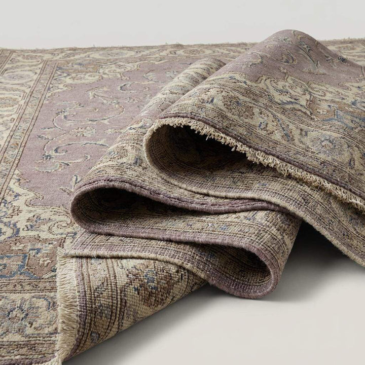 Translation missing: en.Hand Knotted Persian Medallion Wool Area Rug in Soft Lavender Tones