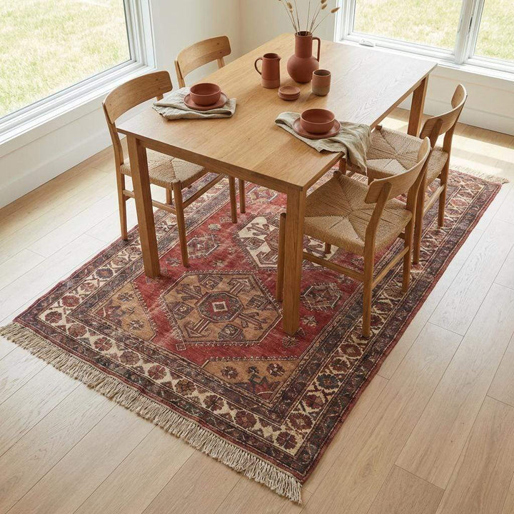 Translation missing: es.Hand Knotted Tribal Wool Area Rug with Geometric Medallion Design