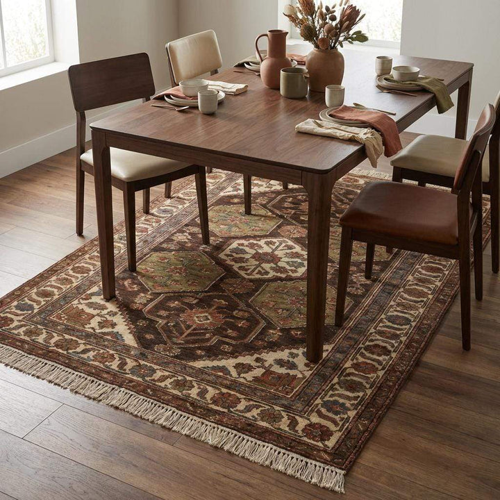 Translation missing: es.Hand Knotted Tribal Wool Area Rug with Geometric Medallion Design