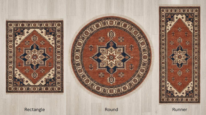 Translation missing: en.Hand Knotted Tribal Wool Area Rug with Geometric Medallion Design