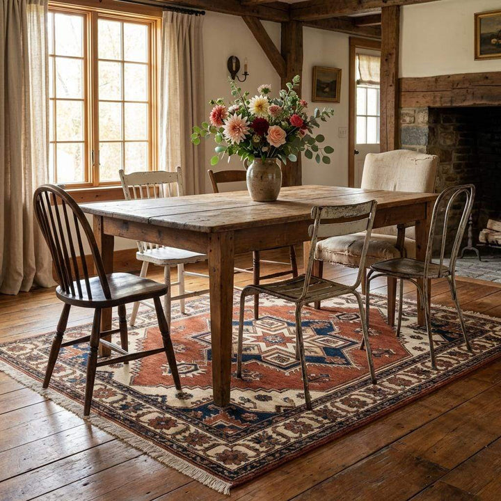 Translation missing: en.Hand Knotted Tribal Wool Area Rug with Geometric Medallion Design
