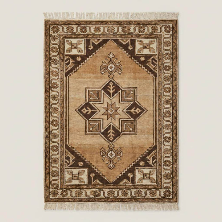 Translation missing: en.Hand Knotted Tribal Wool Rug, Geometric Medallion Rustic Area Carpet