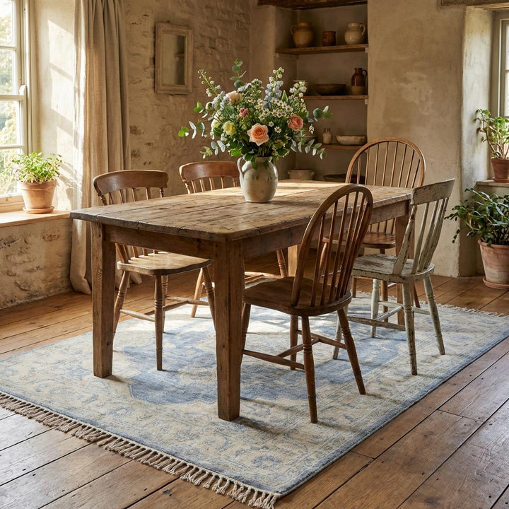 Translation missing: en.Hand Knotted Vintage Persian Style Blue Medallion Wool Area Rug