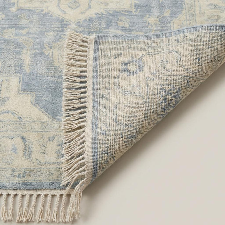Translation missing: en.Hand Knotted Vintage Persian Style Blue Medallion Wool Area Rug