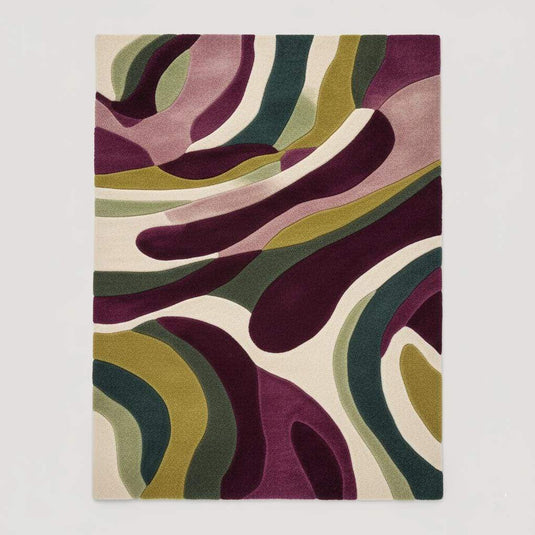 Translation missing: es.Olive green and plum hand tufted rug for bedroom or studio