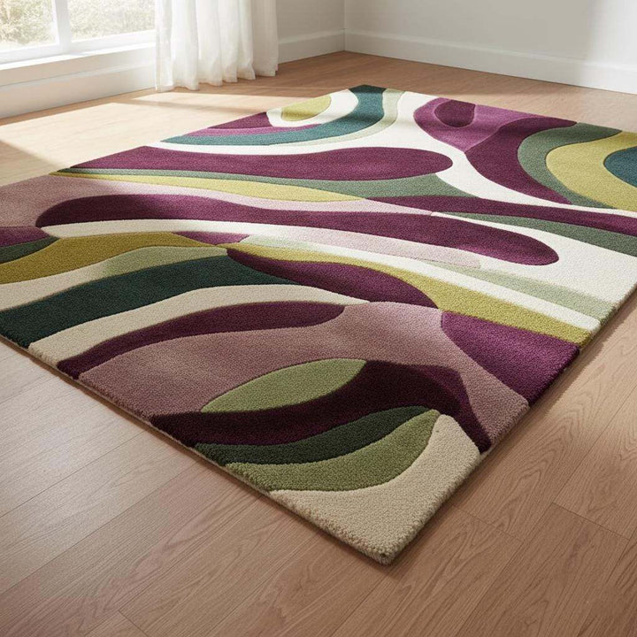 Translation missing: es.Mid century swirl rug with tufted curves and bold colors