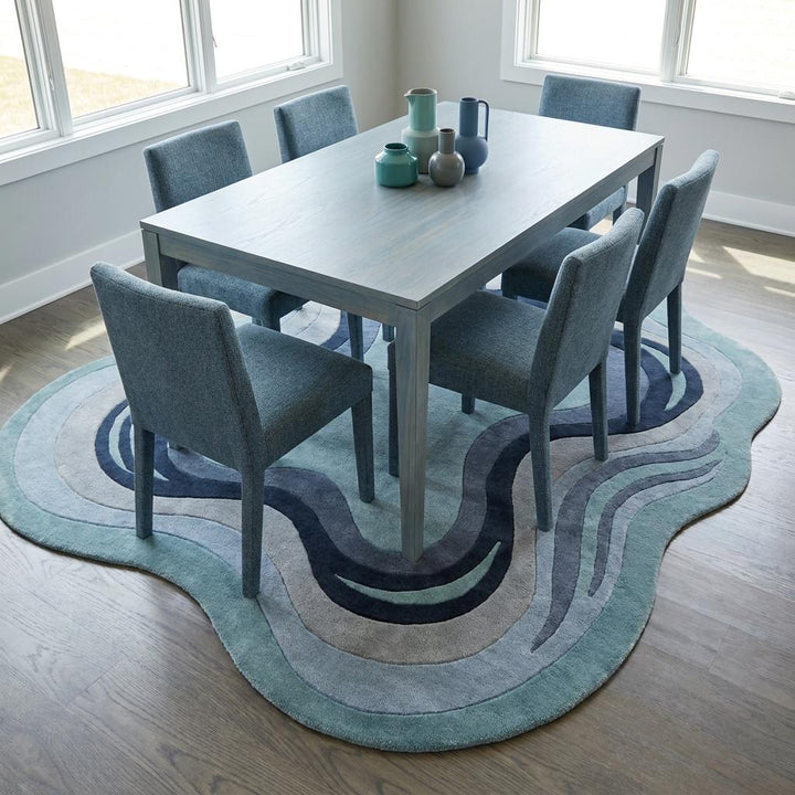 Translation missing: es.Hand Tufted Abstract Area Rug, Sculptural Organic Wool Rug in Sage Blue &amp; Navy Tones __etsy:8065990701