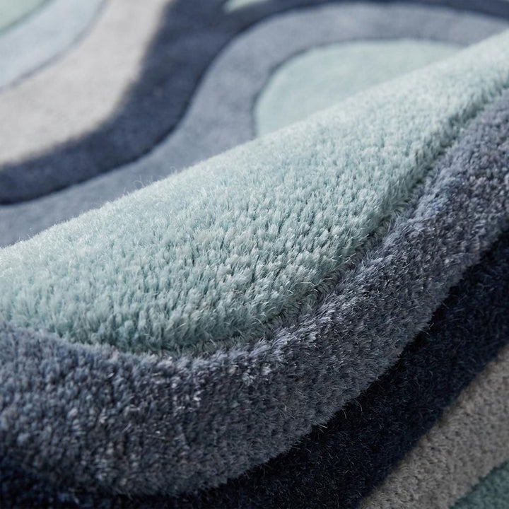 Translation missing: es.Hand Tufted Abstract Area Rug, Sculptural Organic Wool Rug in Sage Blue &amp; Navy Tones __etsy:8065990693