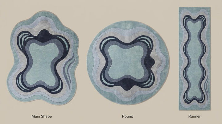 Translation missing: es.Organic shape rug available in rectangle, round, and runner hallway options for modern home decor and artistic interiors __etsy:8018073150