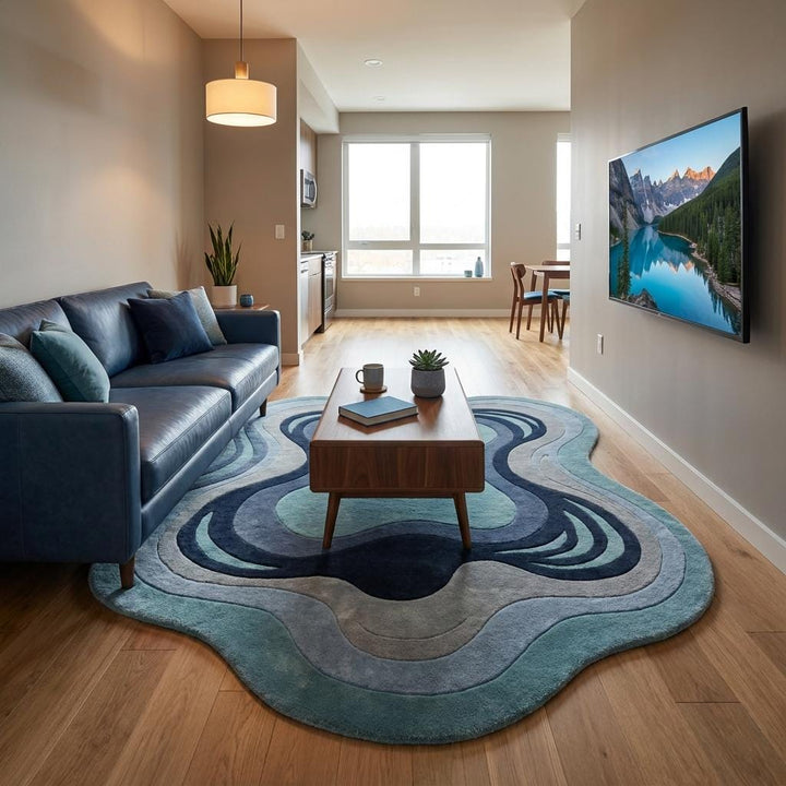 Translation missing: es.Premium handmade contemporary rug with sculpted carving details and soft wool texture enhancing elegant modern spaces __etsy:8018073232
