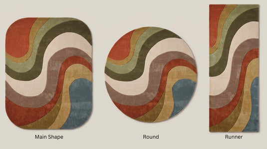 Translation missing: es.Abstract rug available in rectangle, round, and runner hallway styles for modern living room, bedroom, or entryway décor __etsy:8085281581
