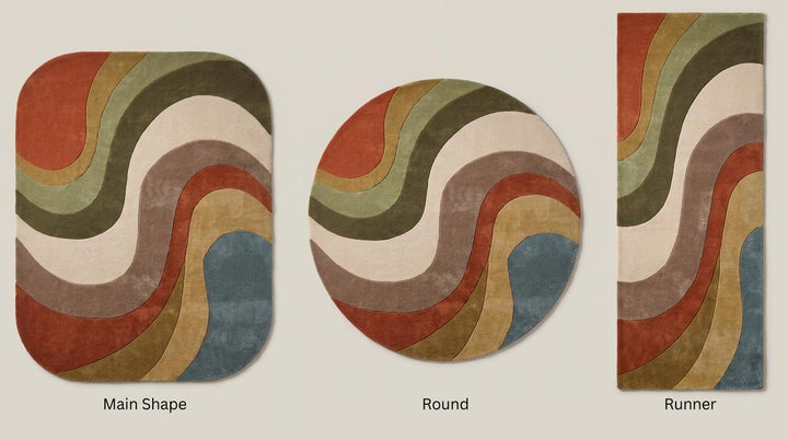 Translation missing: es.Abstract rug available in rectangle, round, and runner hallway styles for modern living room, bedroom, or entryway décor __etsy:8085281581