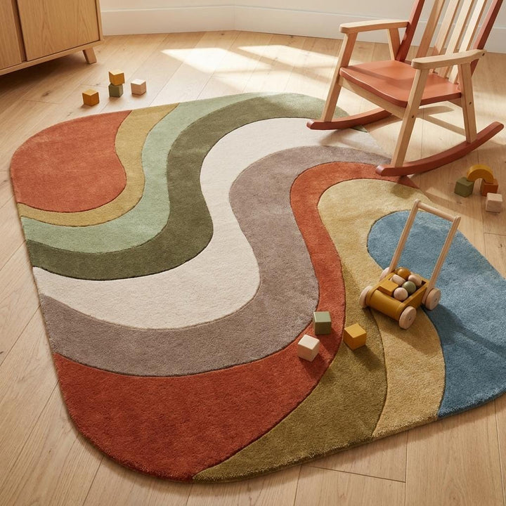 Translation missing: es.Premium hand tufted living room rug featuring soft wool texture and sculpted abstract curves for statement home décor __etsy:8037367622