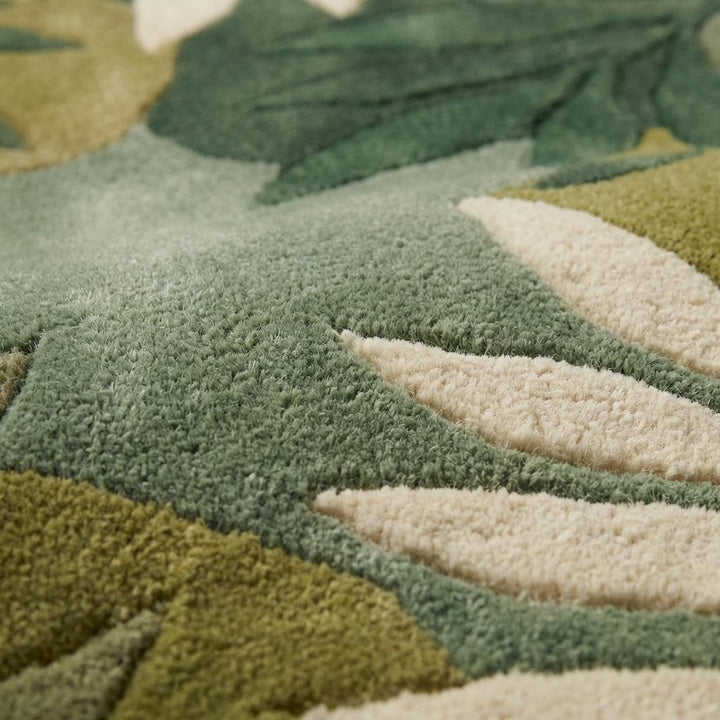 Translation missing: en.Hand Tufted Botanical Leaf Wool Rug 5x8, Modern Green Tropical Area Rug Living Room Nature Inspired Carpet