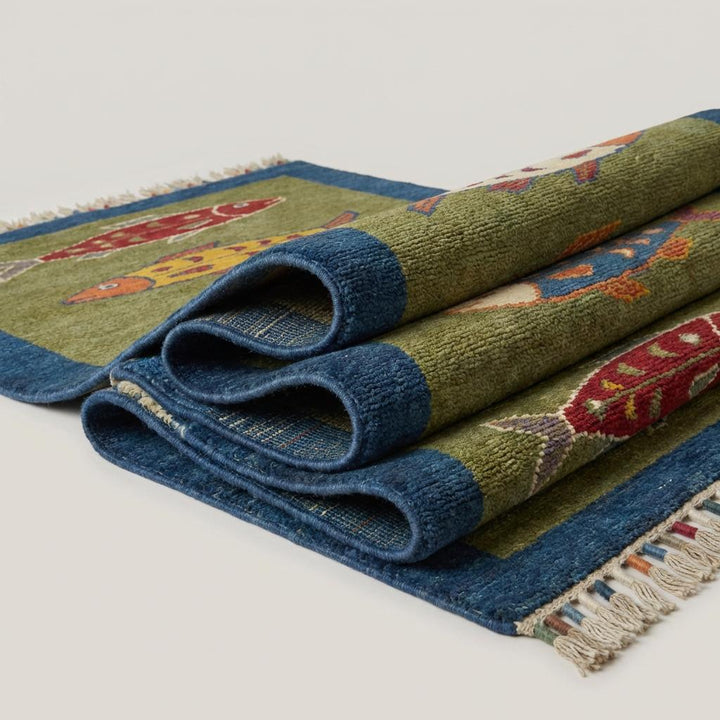 Translation missing: es.Hand Tufted Fish Pattern Wool Kitchen Hallway Runner Rug