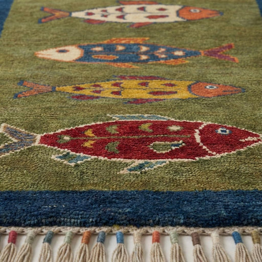 Translation missing: es.Hand Tufted Fish Pattern Wool Kitchen Hallway Runner Rug