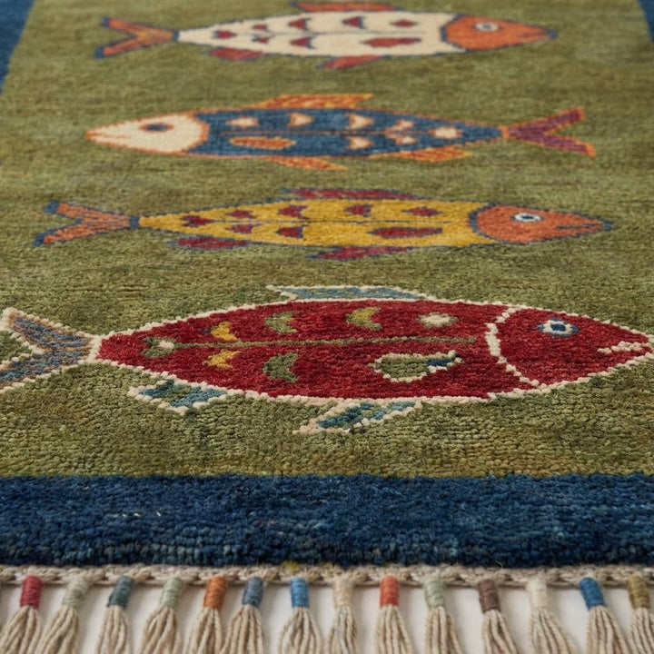 Translation missing: es.Hand Tufted Fish Pattern Wool Kitchen Hallway Runner Rug
