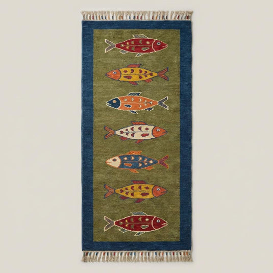 Translation missing: es.Hand Tufted Fish Pattern Wool Kitchen Hallway Runner Rug