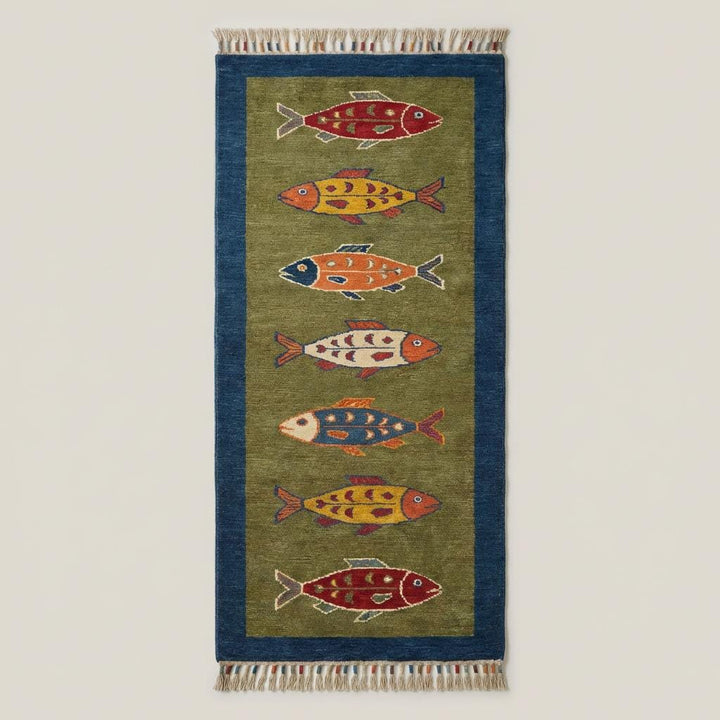 Translation missing: es.Hand Tufted Fish Pattern Wool Kitchen Hallway Runner Rug