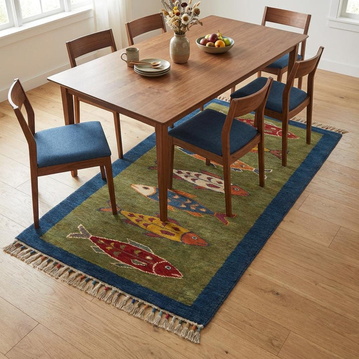Translation missing: es.Hand Tufted Fish Pattern Wool Kitchen Hallway Runner Rug
