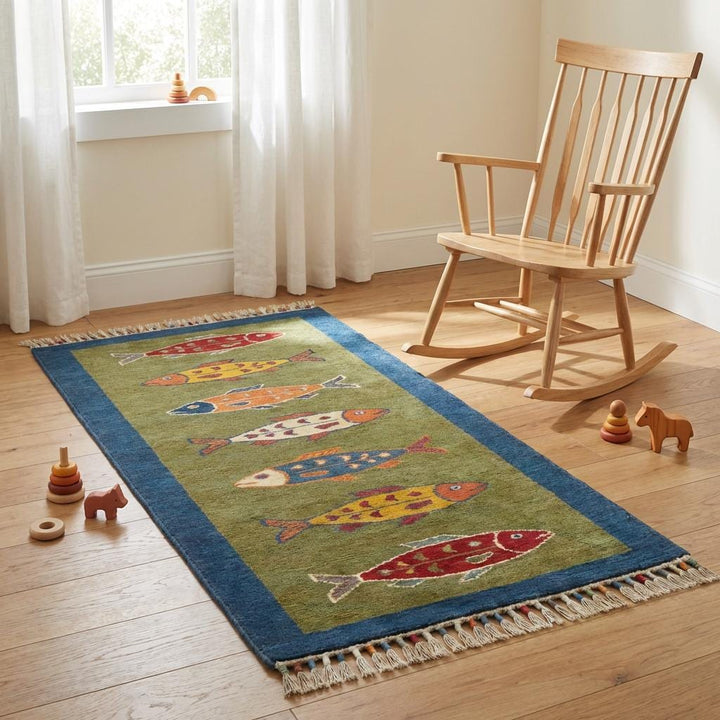 Translation missing: es.Hand Tufted Fish Pattern Wool Kitchen Hallway Runner Rug