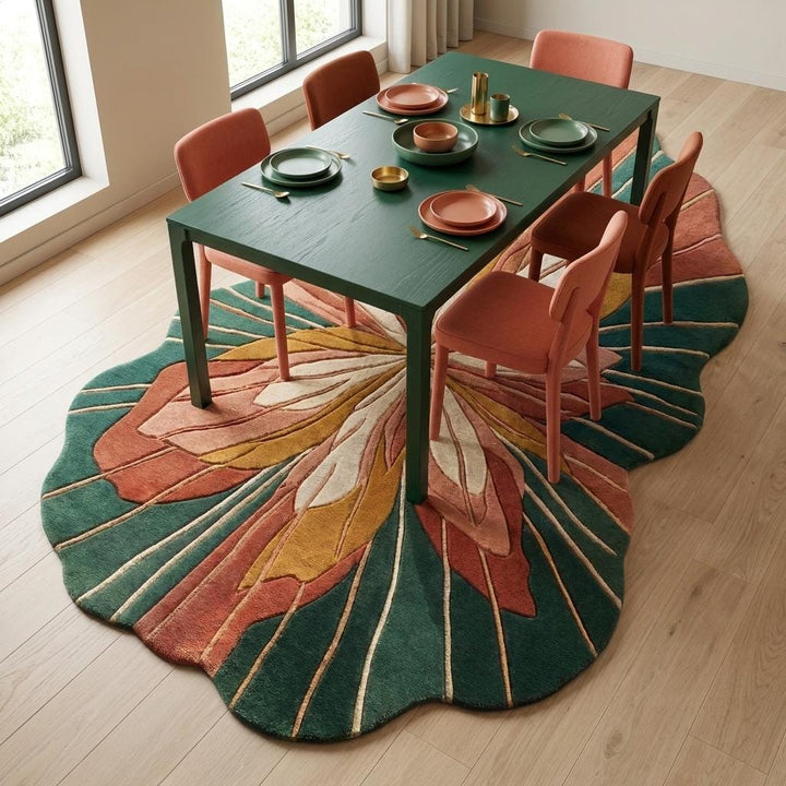 Translation missing: es.Hand Tufted Floral Wool Rug, Organic Modern Area Rug, Sculpted Flower Rug for Living Room Decor __etsy:8006156934