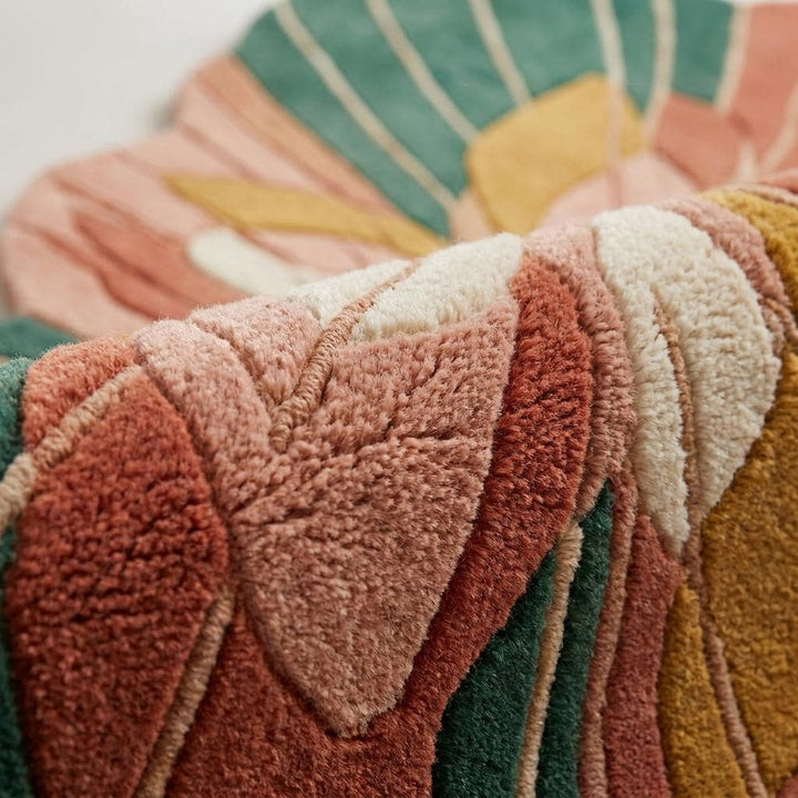 Translation missing: es.Hand Tufted Floral Wool Rug, Organic Modern Area Rug, Sculpted Flower Rug for Living Room Decor __etsy:8054075185
