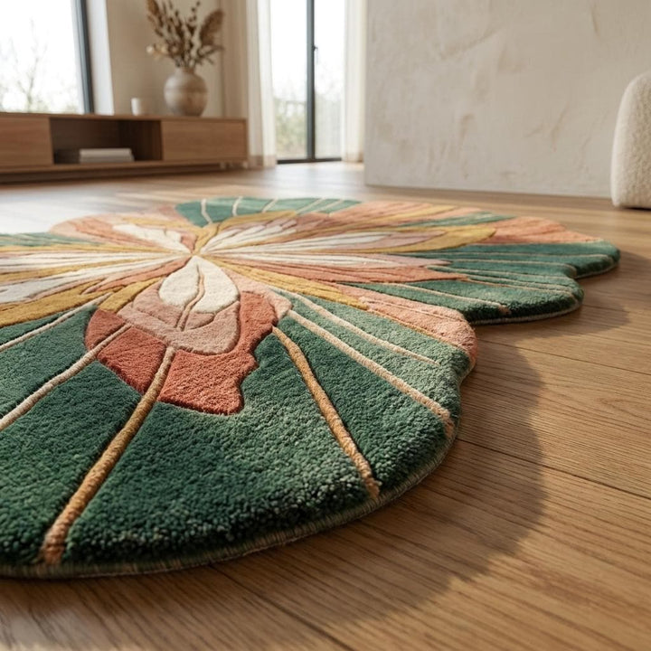 Translation missing: es.Premium wool blend statement rug with carved floral pattern and earthy modern colors perfect for Scandinavian and mid-century homes __etsy:8006156812