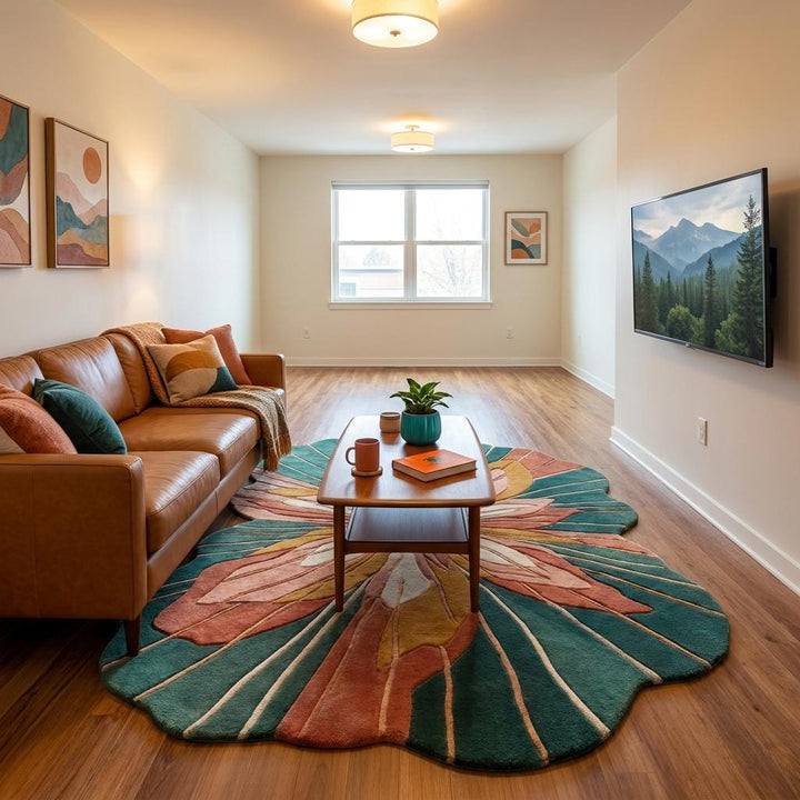 Translation missing: es.Large hand tufted botanical rug with sculpted texture and nature-inspired design adding warmth and artistic character to modern interiors __etsy:8006156814