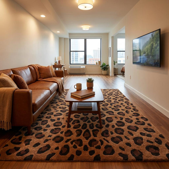 Translation missing: en.Hand Tufted Leopard Print Wool Area Rug 8x10 Modern Statement Carpet
