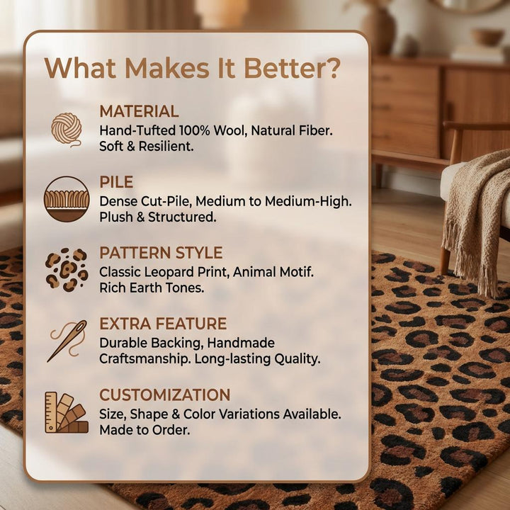 Translation missing: en.Hand Tufted Leopard Print Wool Area Rug 8x10 Modern Statement Carpet