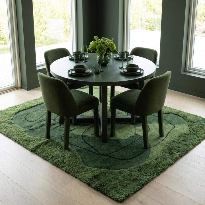 Translation missing: en.Hand Tufted Moss Green Abstract Area Rug Modern Line Art Carpet