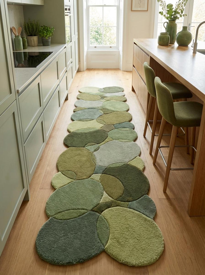 Translation missing: es.Abstract pebble shaped wool runner rug designed for modern hallway interior styling