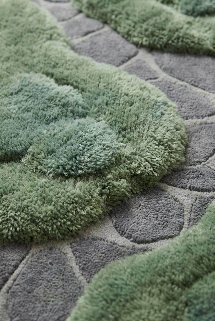 Translation missing: es.Hand Tufted Moss Green Rug, Organic Modern Textured Area Rug Decor