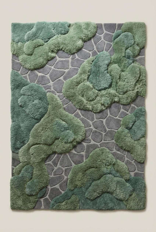 Translation missing: es.Contemporary green textured rug placed under accent chair near natural window light