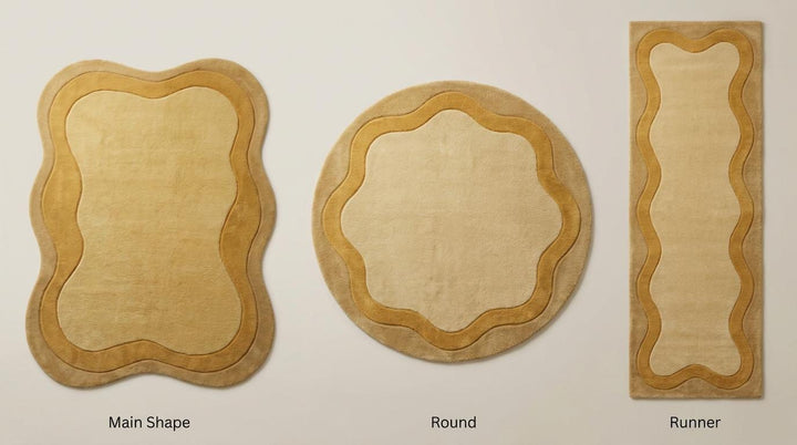 Translation missing: es.Hand Tufted Mustard Abstract Rug, Modern Irregular Wool Area Rug for Scandinavian Living Room Decor