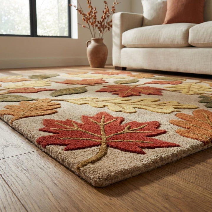 Translation missing: en.Hand Tufted Wool Autumn Leaf Rug 8x10 Floral Area Rug