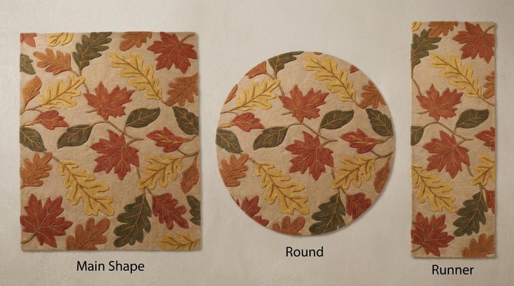 Translation missing: en.Hand Tufted Wool Autumn Leaf Rug 8x10 Floral Area Rug