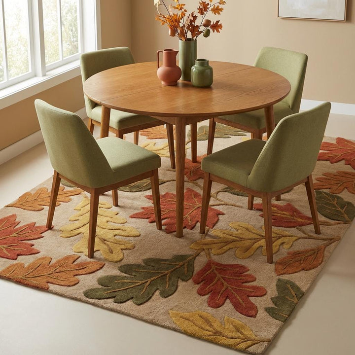 Translation missing: en.Hand Tufted Wool Autumn Leaf Rug 8x10 Floral Area Rug