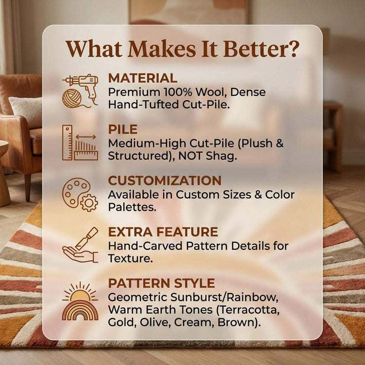 Translation missing: es.Hand Tufted Wool Modern Area Rug for Living Room Aesthetic Home Decor