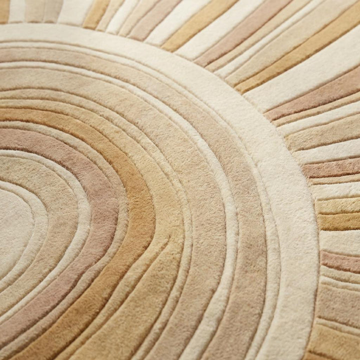 Translation missing: es.Hand Tufted Wool Round Rug, Modern Abstract Sunburst Carpet Decor
