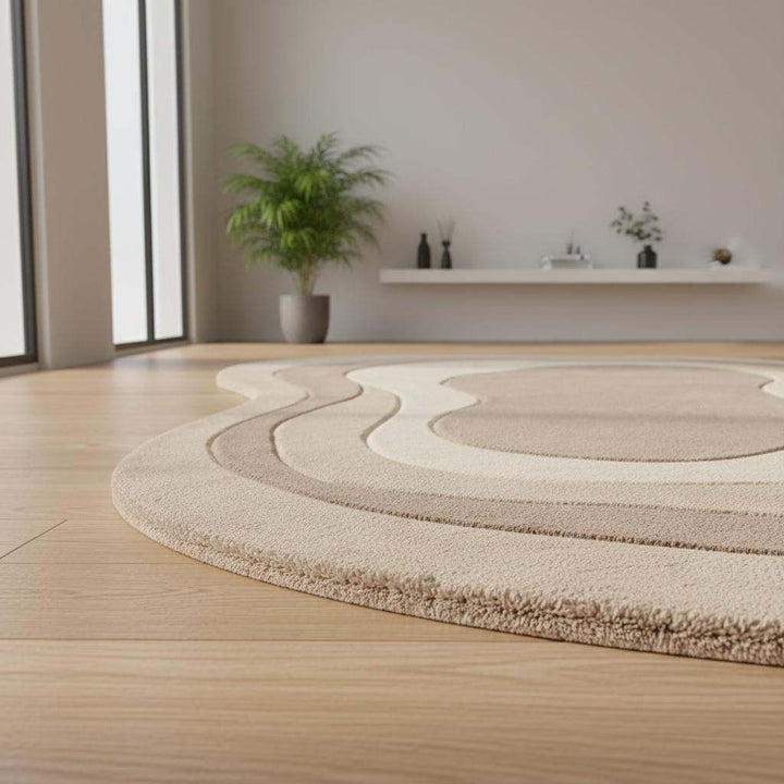 Translation missing: es.Hand Tufted Wool Rug, Irregular Organic Neutral Scandinavian Decor