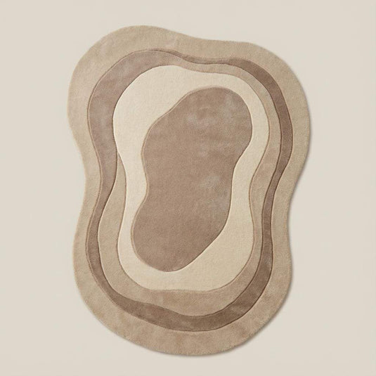 Translation missing: es.Organic irregular shaped wool rug with sculpted contour design, Scandinavian Japandi home décor